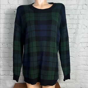 Ralph Lauren Black Watch Plaid Sweater Large Wool Blend
